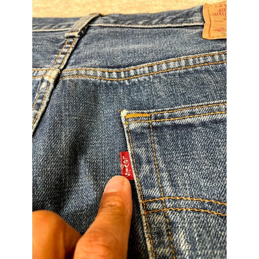 Levis 501 Original Fit Jeans Mens 36x32 Blue Denim Straight Leg Cotton High Rise